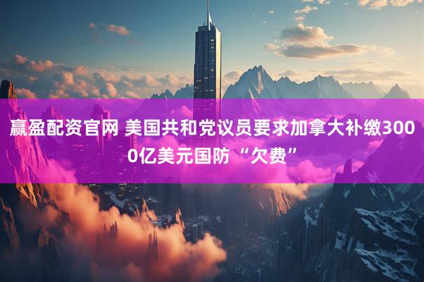 赢盈配资官网 美国共和党议员要求加拿大补缴3000亿美元国防 “欠费”